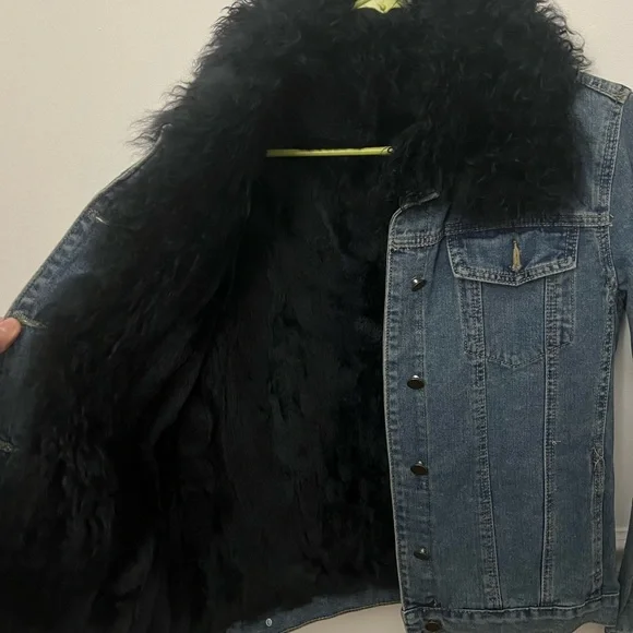 Linda Richards Luxury - Denim Jack with Removable Genuine Fur - Size S - No Flaw - Picture 9 of 10